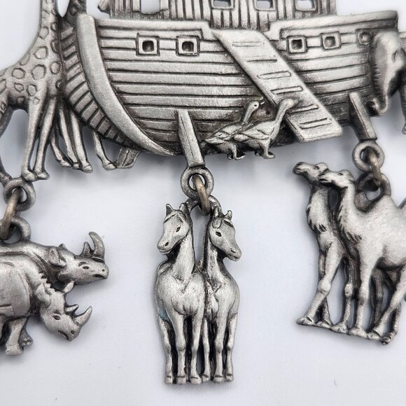 Vintage Noah's Ark brooch Signed "JJ" (Jonette Jewelry) - Picture 4 of 8